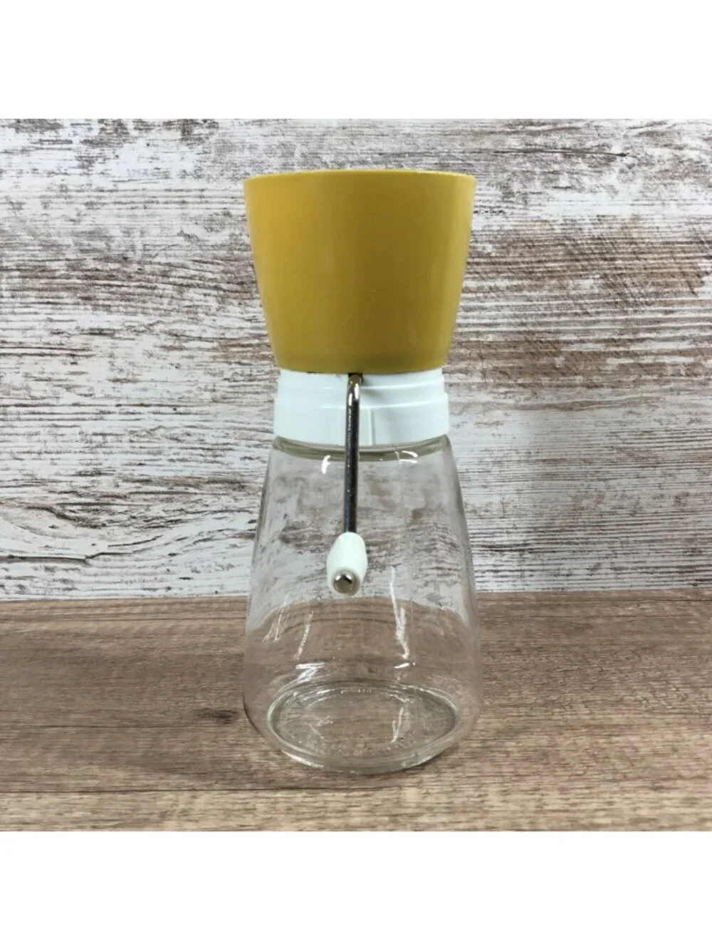 Vintage Federal Housewares Harvest Gold Glass Spice Nut Grinder Chopper
